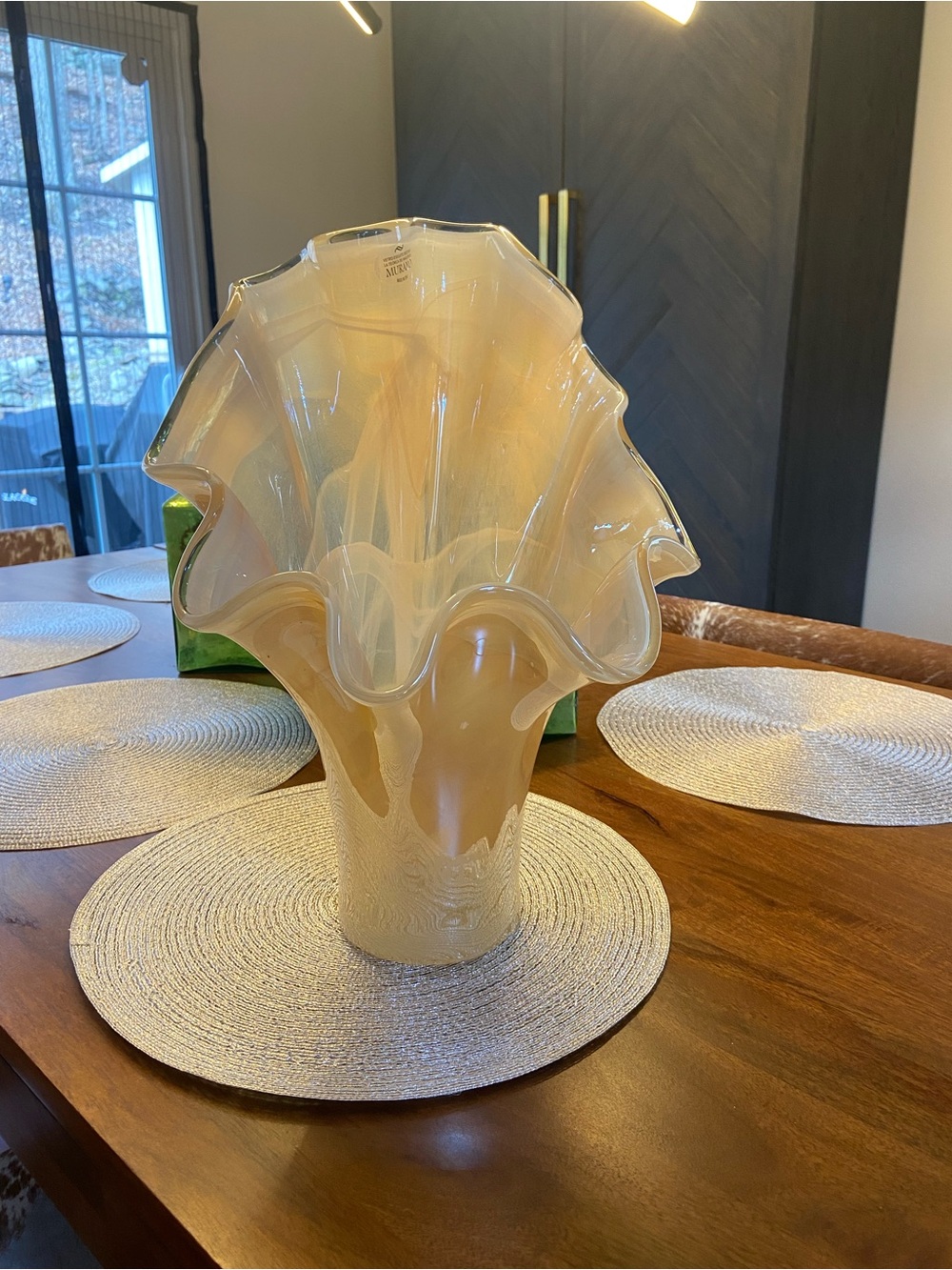 Murano made in Italy seashell glass vase